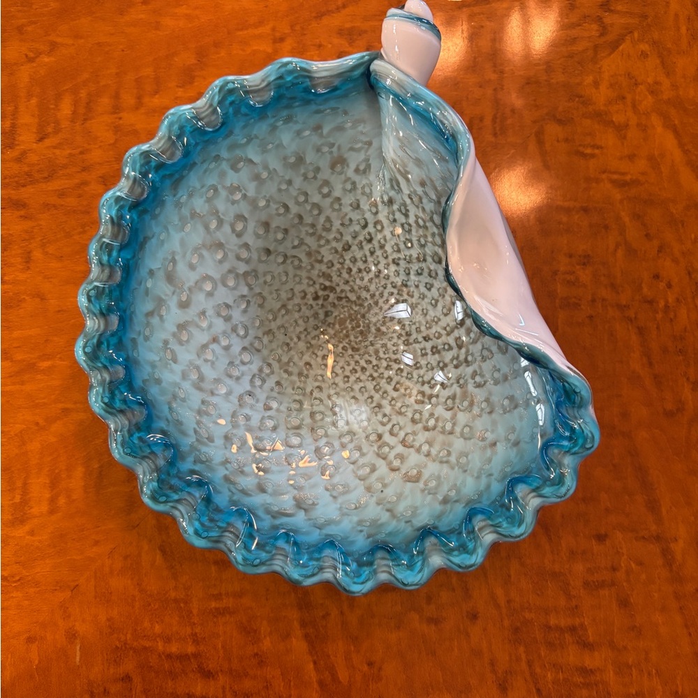 Blue and White Textured Ceramic Bowl